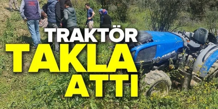 Bilecik’te meydana gelen traktör kazasında sürücü yaralandı.